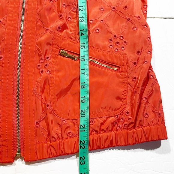 Zenergy by Chicos Red Orange Full Zip Rain Jacket Eyelet Print Size 1 (8-10) - Picture 8 of 8